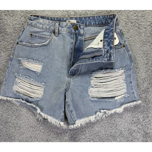 Billabong Womens Sz 27 Jean Shorts Distressed High Waist How Bout‎ That 27x5 NWT - Picture 8 of 11